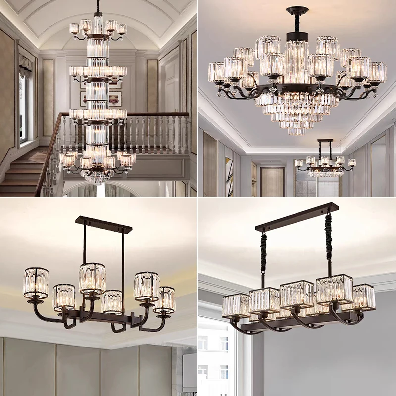 2023 большая роскошная светодиодная линейная прозрачная современная люстра для гостиной вестибюля выставочный зал