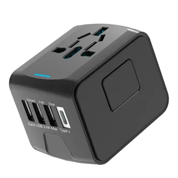 International Fashion portable world universal travel adapter with four usb and type-c smart USB charger electrical plug socket