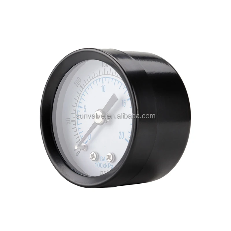 1/8'' Npt Back Mounted 300 Psi Pressure Gauge 40mm Dial Black Steel Housing 0 20 Bar Pressure