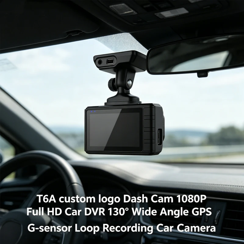 VIEVGUARB T6A Dash Cam Loop Recording G-Sensor App Control 1080P GPS Black Box Full HD IPS Screen Dual Lens