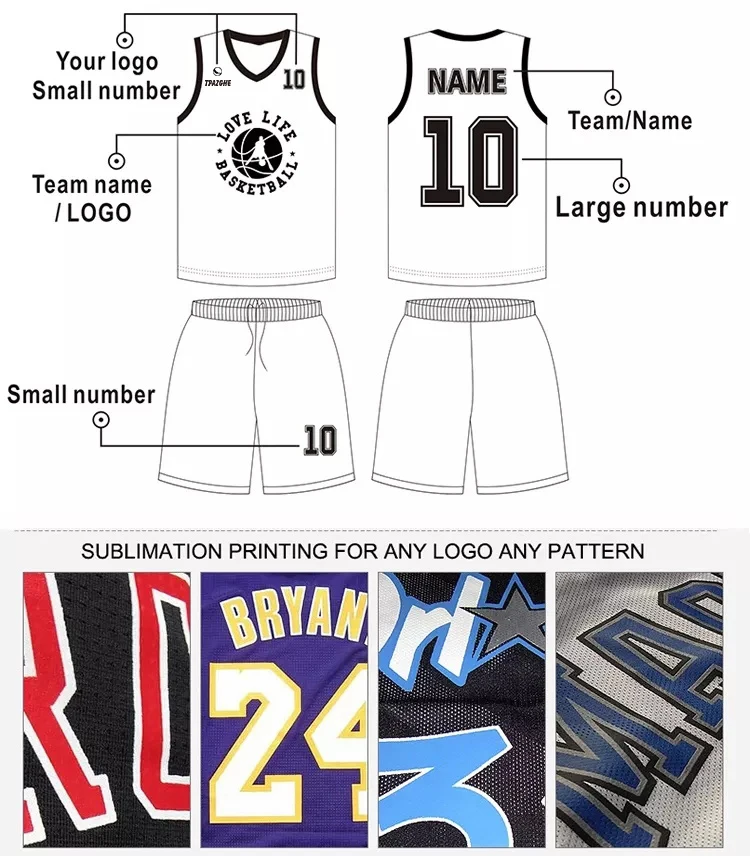 Custom White Team Basketball Jersey Set Mesh Personalized Design Your OWN T- Shirt and S…