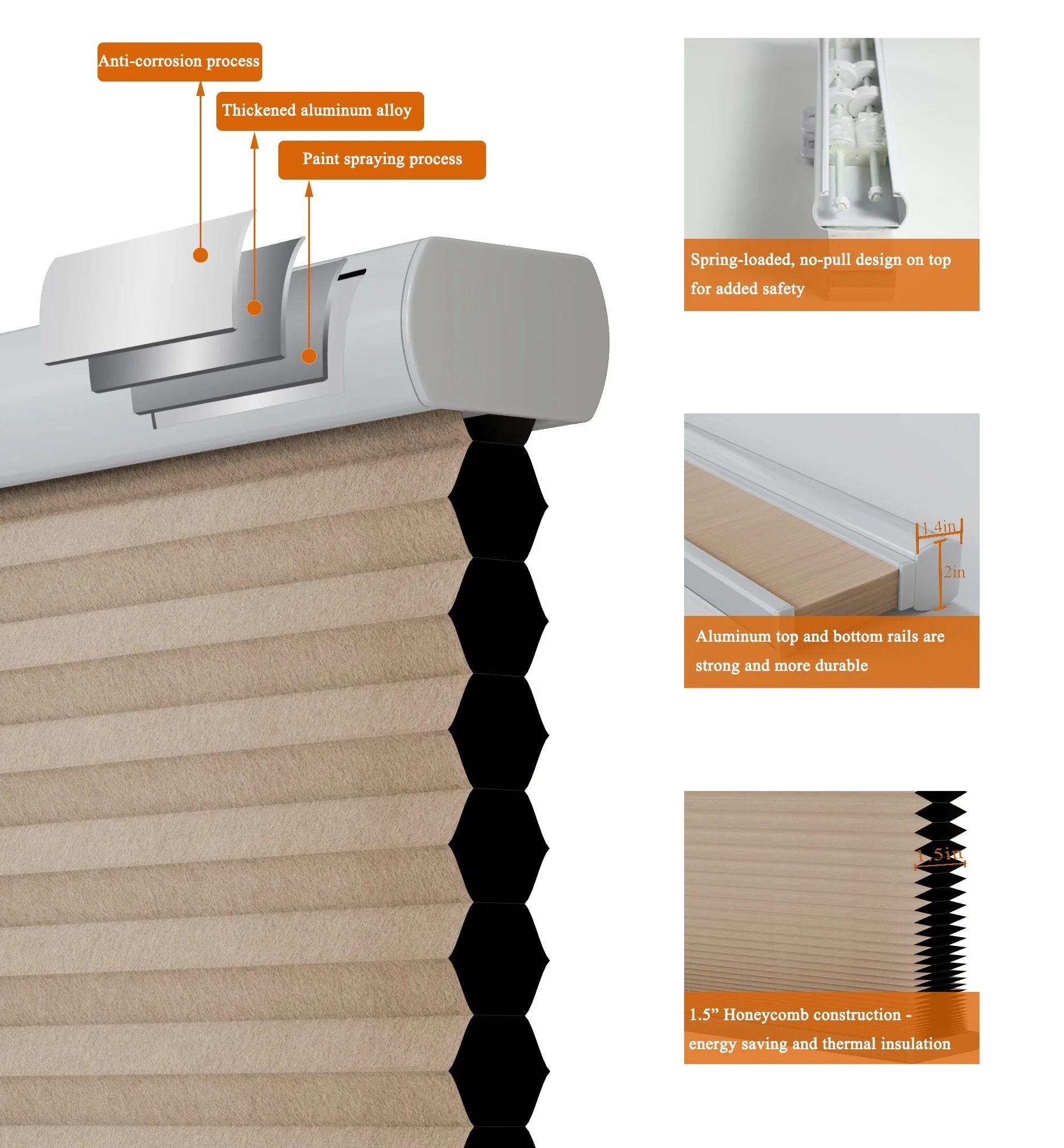 China Custom Cheap Horizontal Window Soundproof Honeycomb Blinds