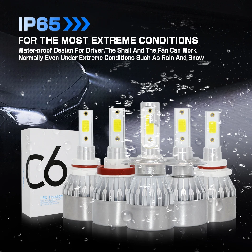 Gview C6 High Power Led Headlight Bulb New 3800lm 36w H4 H7 9005 9006