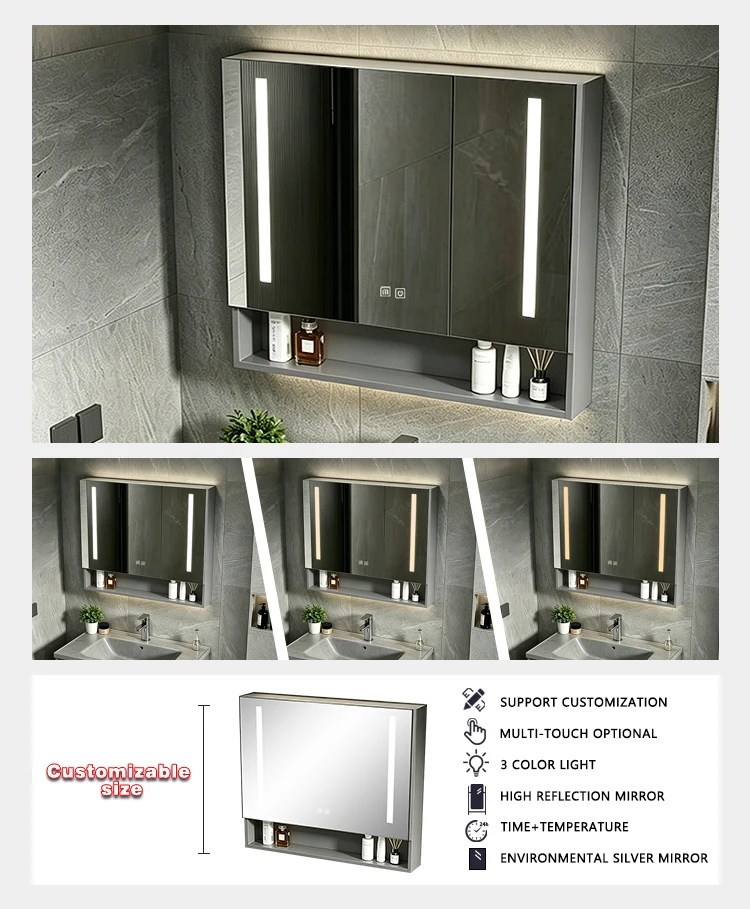 product wholesale grey aluminum bathroom vanity cabinet space saving bathroom furniture american style for factory direct selection-4