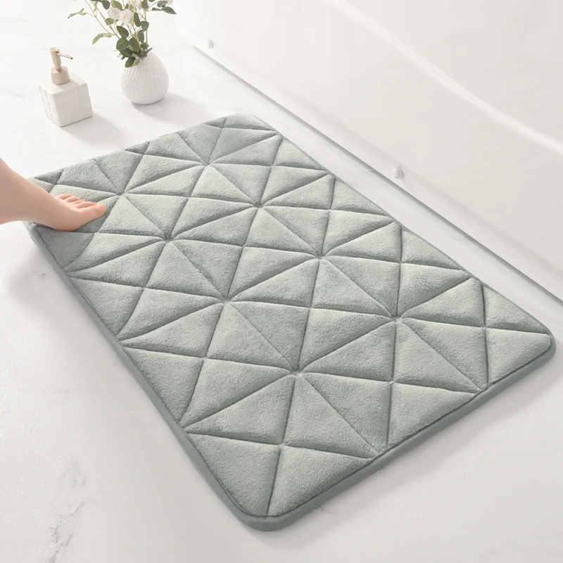 Thick coral fleece memory foam bath mat Water absorb bath rug non slip floor shower doormat for bathroom carpet