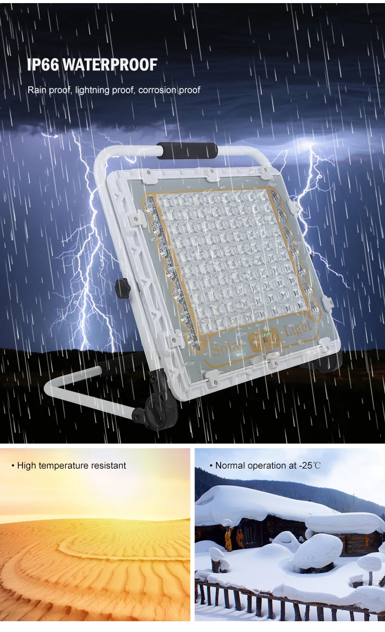 High Efficiency Outdoor Camping Emergency Light USB Charging 100W 150W 200W 300W 400W Solar LED Flood Light