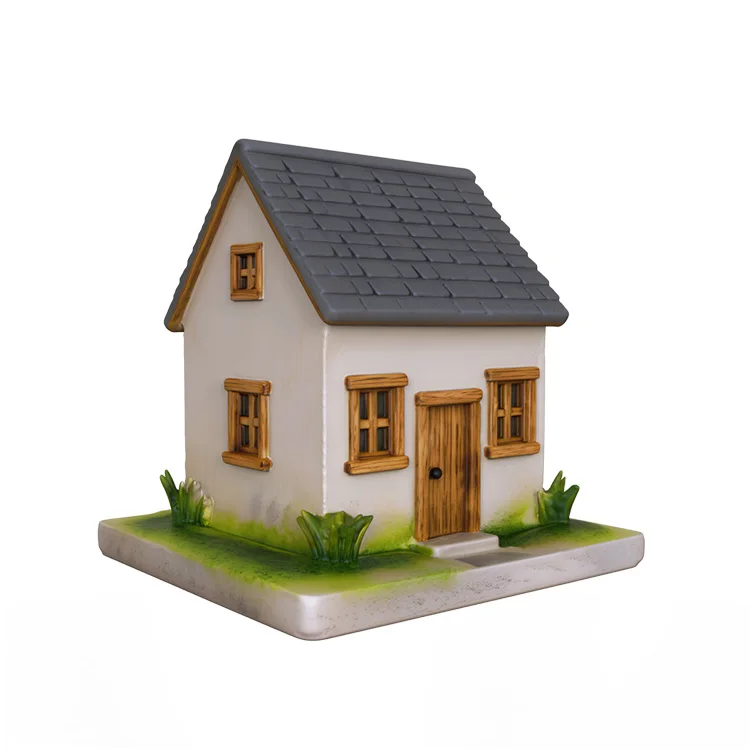 Modelo en miniatura de casa rústica premium ecológica, estatuas de resina de alta gama personalizables al por mayor, artesanía artística en resina para el mercado europeo y estadounidense