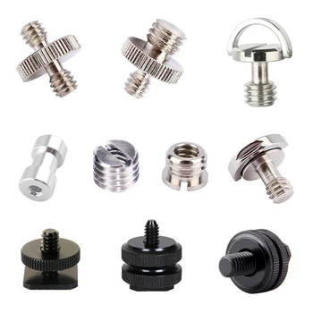 Camera Screw Manufacturer 1/4 3/8" Thread Mount Adapter Plate for Tripod Monopod Flash Light Stand Male to Female