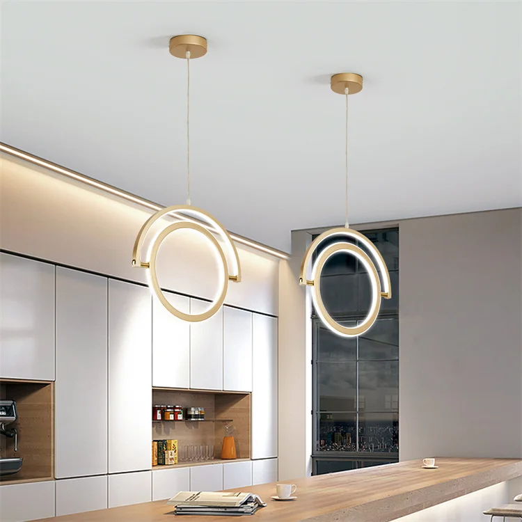 Индивидуальный дизайн, линия, круглая лампа, гостиная, спальня, ресторан, дистанционное управление, 40 Вт, современные золотые светодиодные люстры в скандинавском стиле