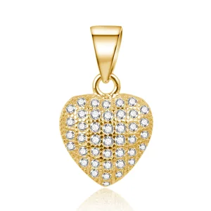 POLIVA 925 Sterling Silver Heart Pendant | Full Pave Cubic Zirconia in Rhodium/18K Gold/Rose Gold Plating