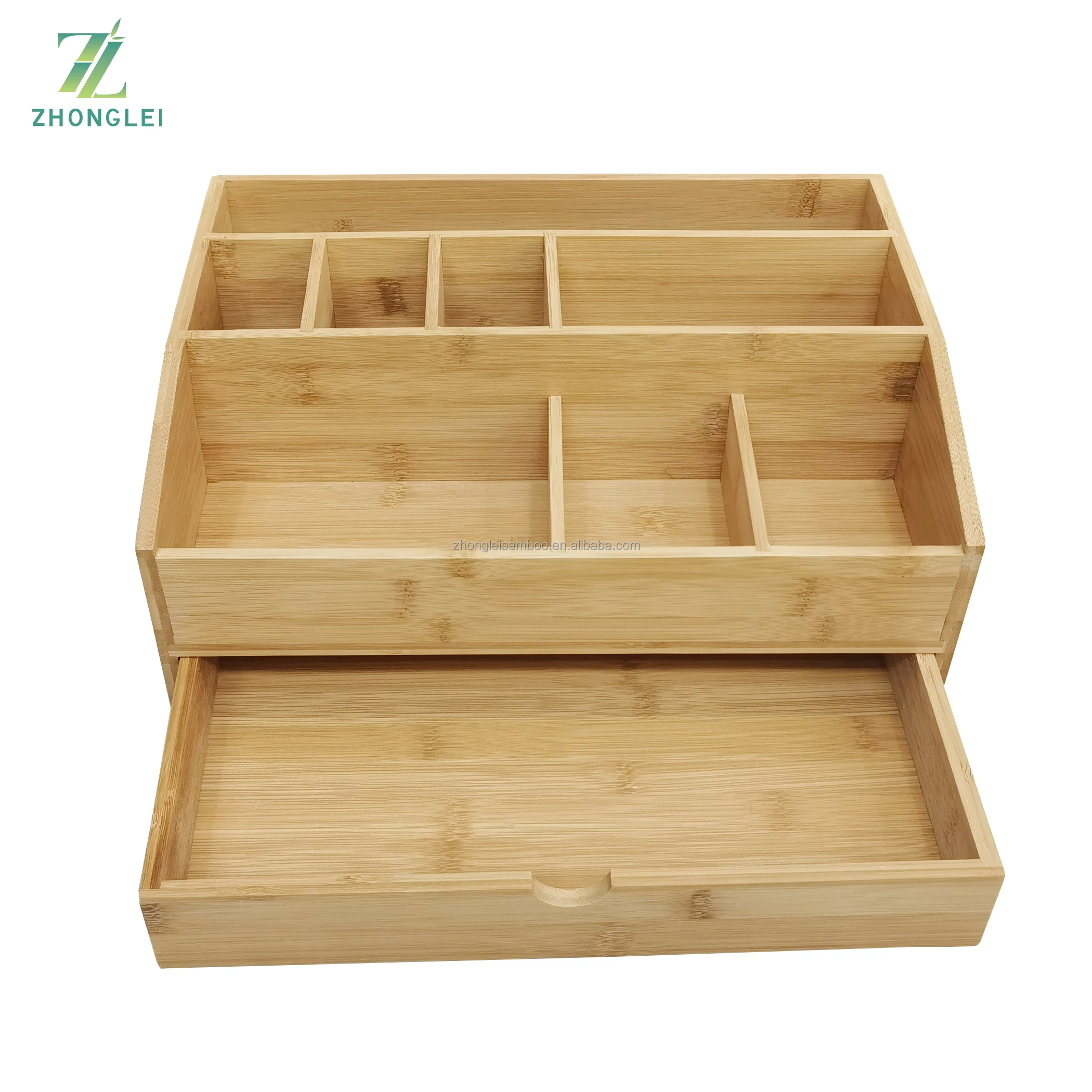 Multifunctional Bamboo Wood Desk Organizer With Drawer Desktop File ...