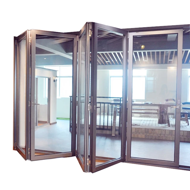 Customized 6 Foot Panel Lowes Sliding French Exterior Bifold Door Transparent Aluminium Bi Folding Door Exterior Folding Door