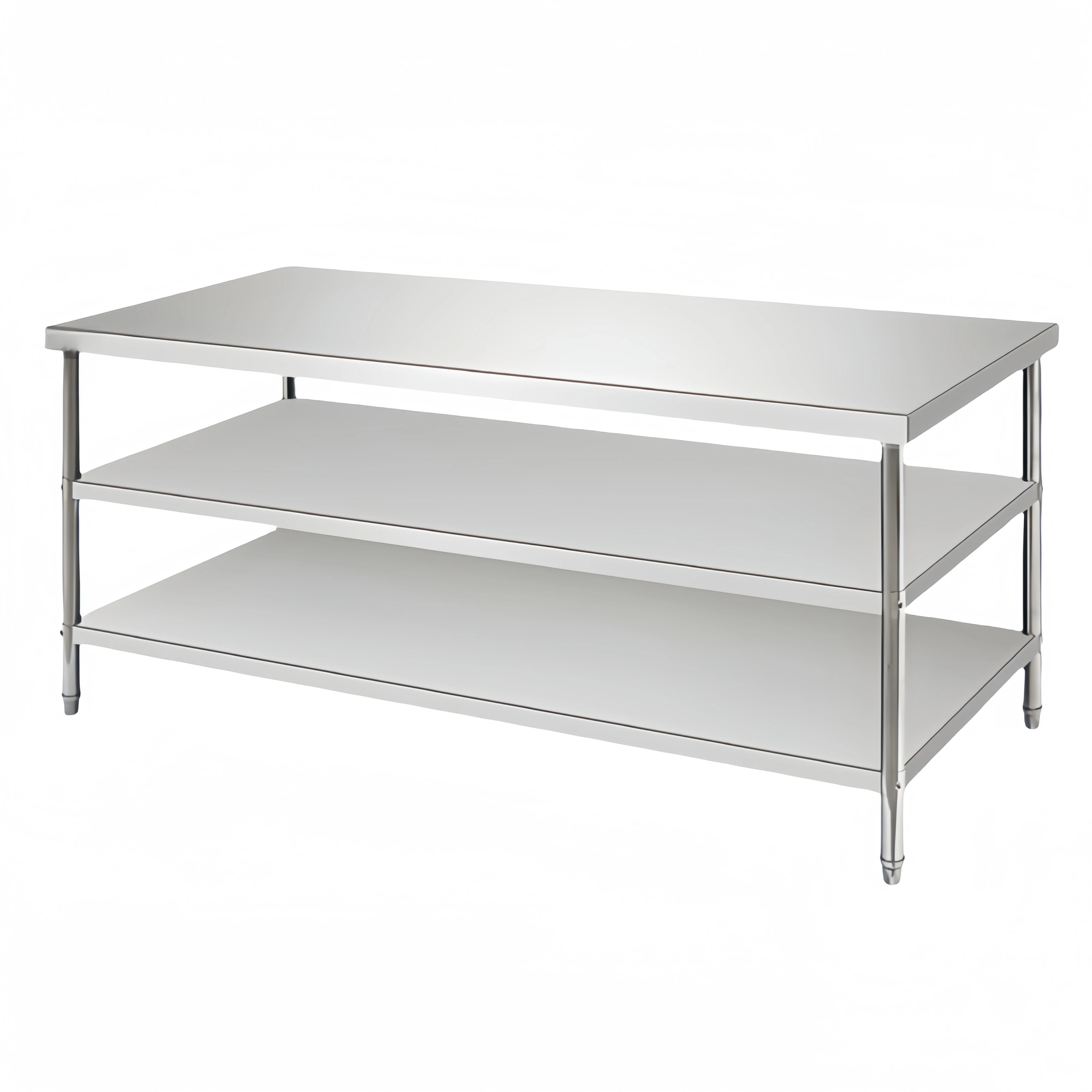 mesa de trabalho com três camadas em aço inoxidável 201/304