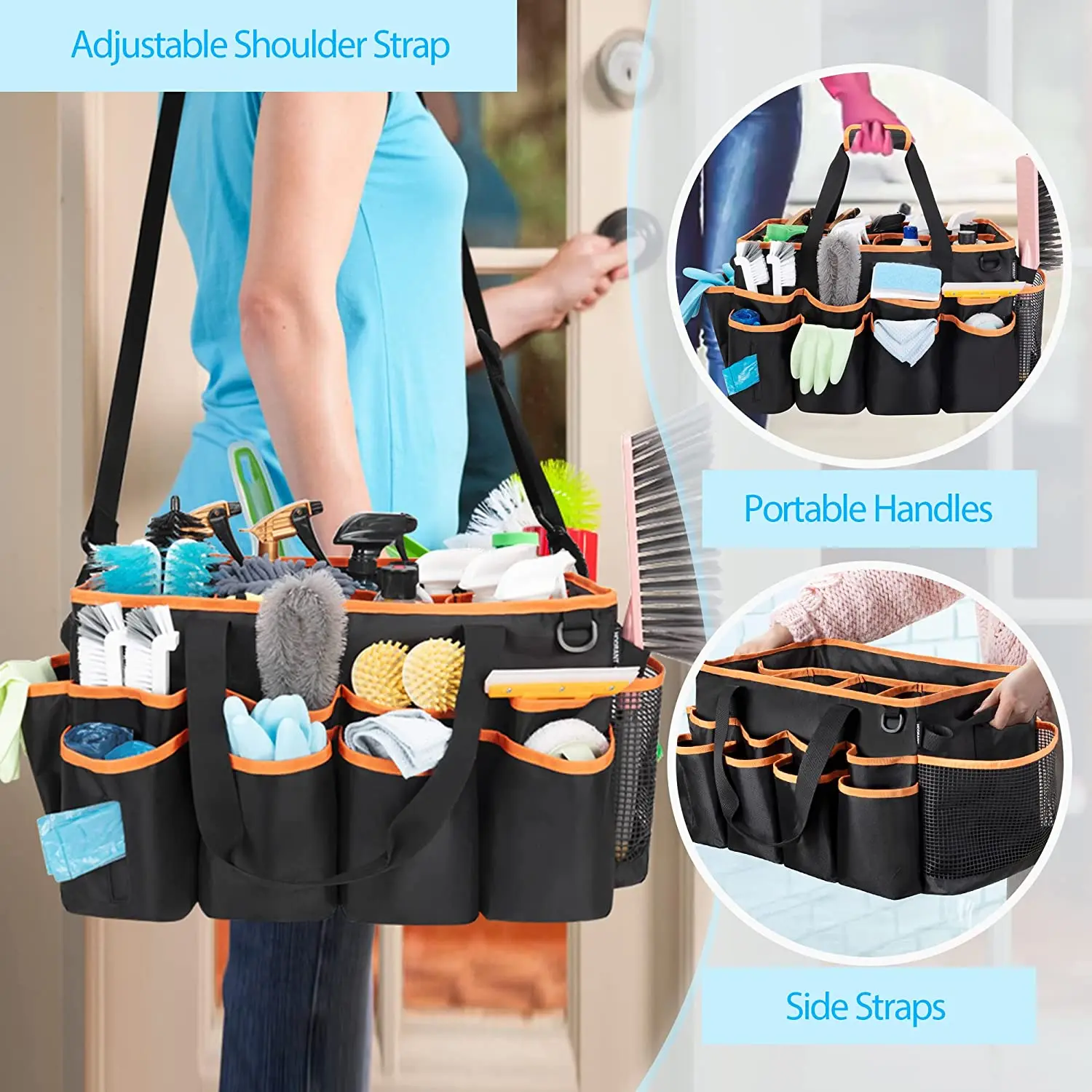 Wearable Cleaning Caddy Cleaning Organizer Bag Housekeeper Tote Bag Car