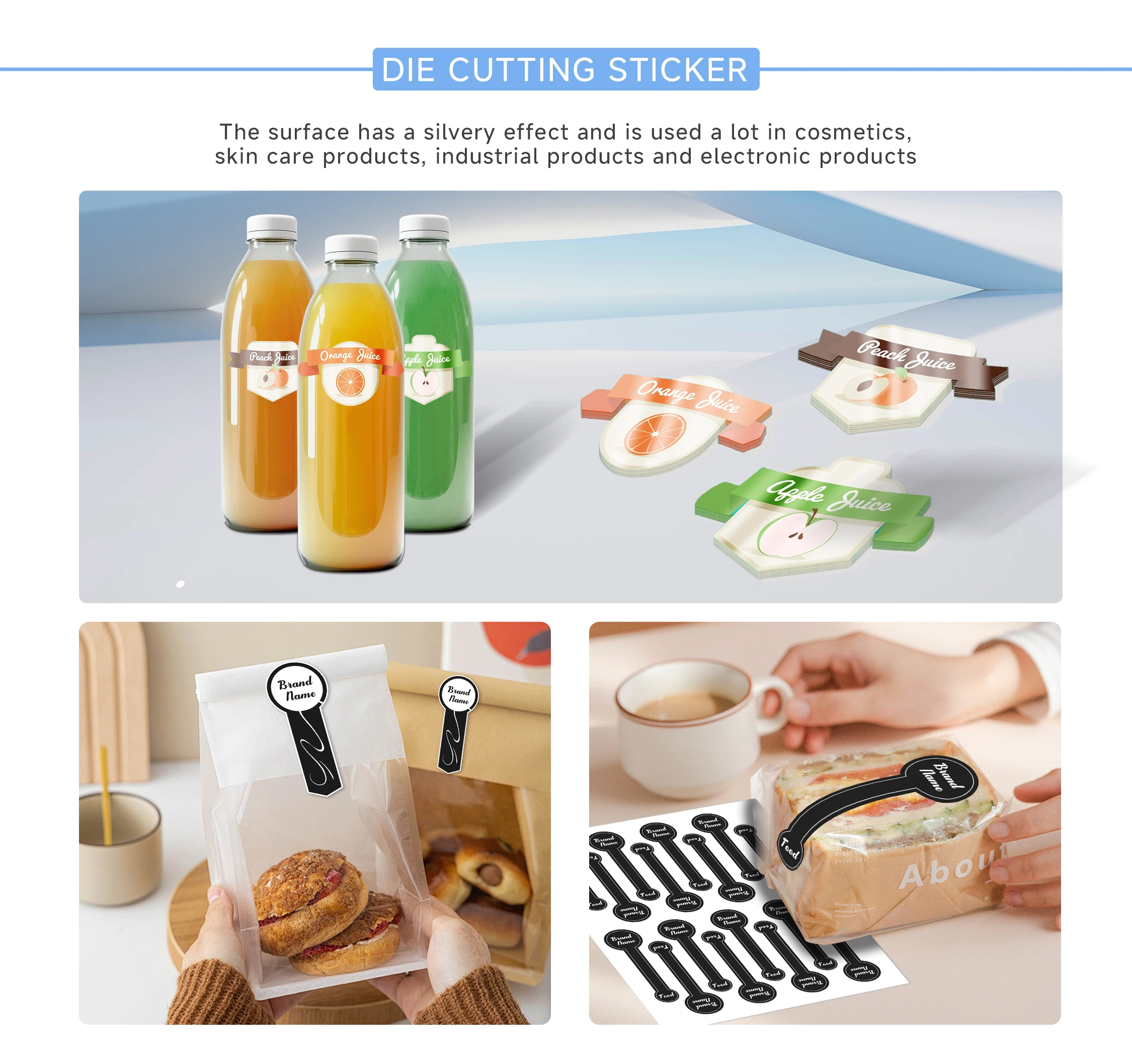 Custom Food Packaging Label LOGO Waterproof Sticker Clear Fruit Juice ...