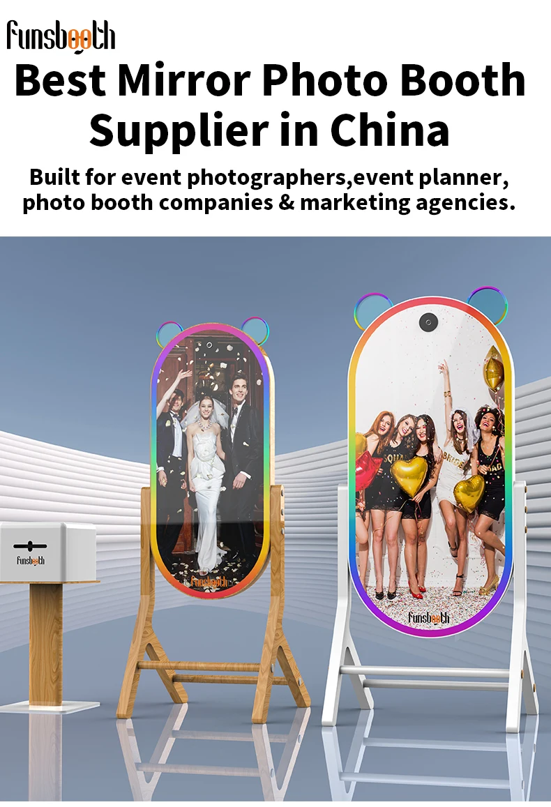 2024 Portable Digital Selfie Party Mirror Photo Booth Magic Interactive Touch Screen Photo Booth Machine With Camera And Printer