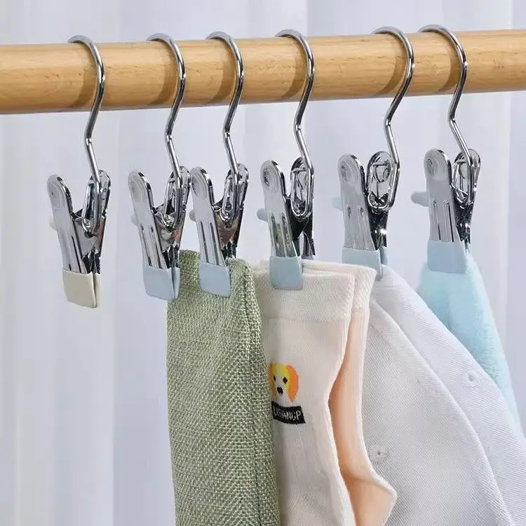 Ganci per bucato Appesi Perni per vesti in acciaio inossidabile Appendiabi portatili per armadio Calzini da viaggio Pantaloni Borse Cappelli Asciugamani  15