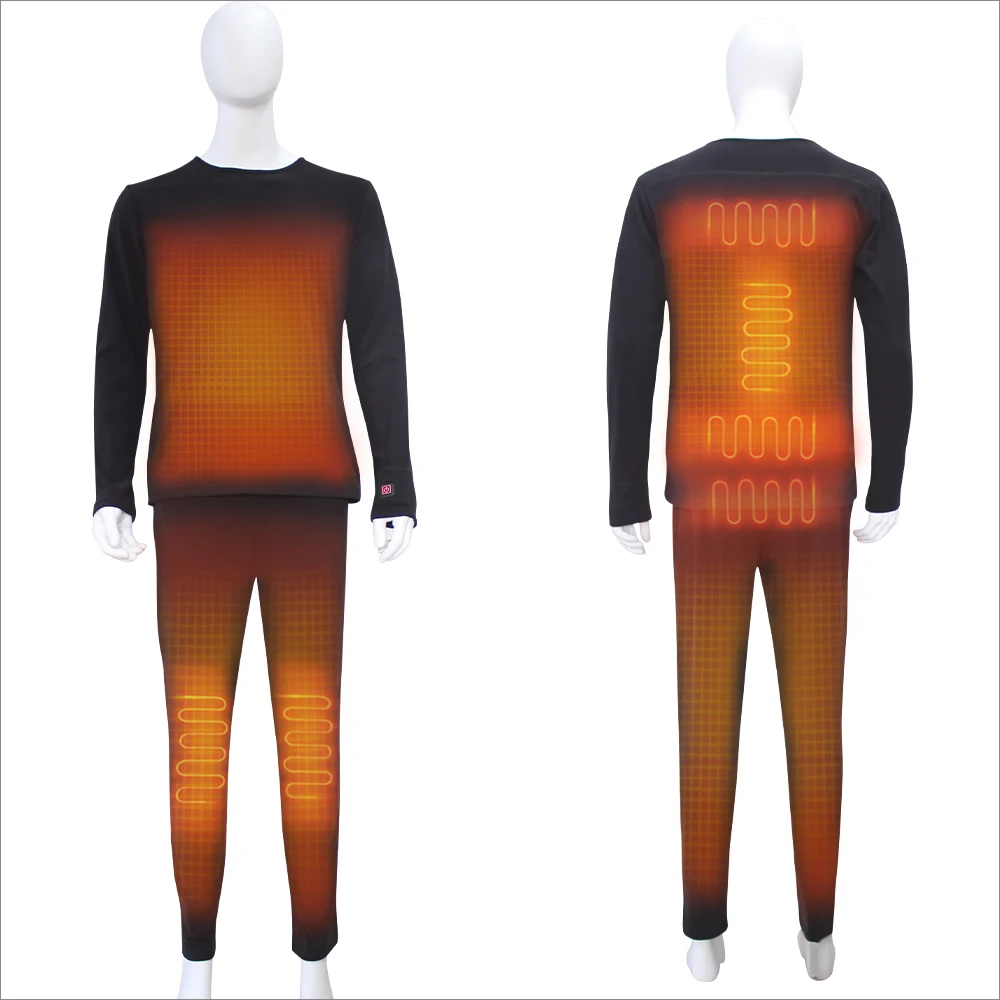 Men's Heated Long Johns Base Layer Set Winter Thermal Cottonfabric