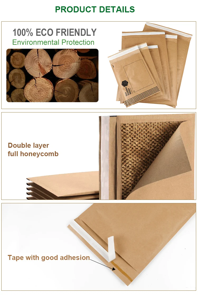 Custom Kraft Paper Eco Friendly Packaging Paper Padded Mailer