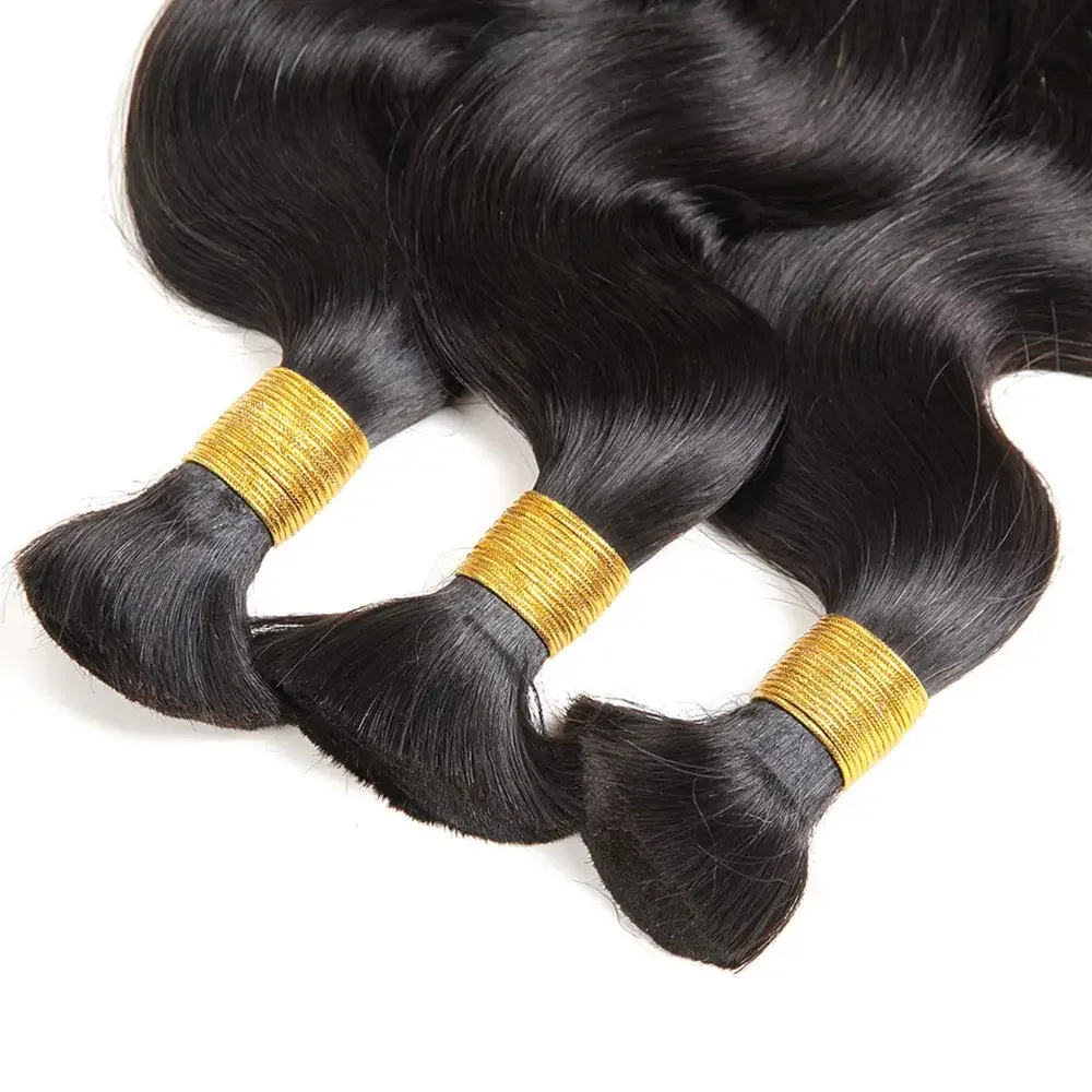 Bundle di capelli vergini brasiliani alla rinfusa con capelli umani ondulati per trecce_voghion.com