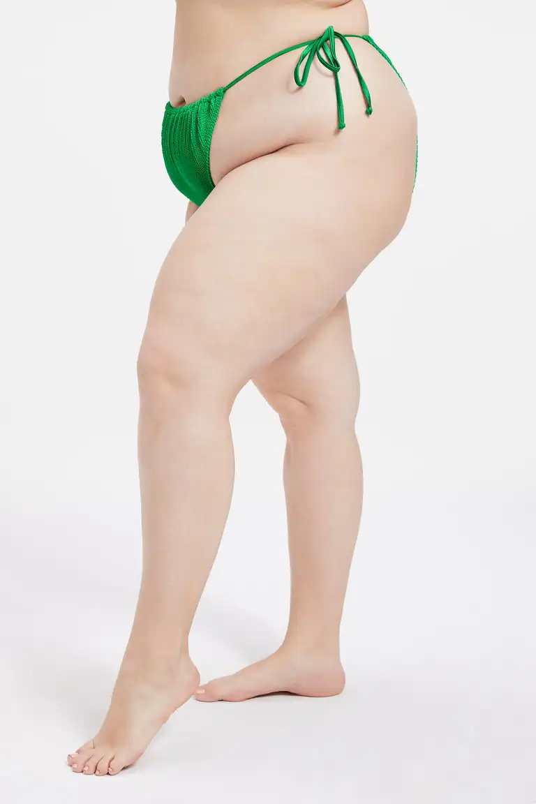 Plus Size Designer Swimwear Custom Anti-UV Thong Bikini Ruffles Green Swimwear Fat Woman in Bikini
