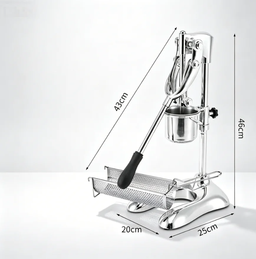 Manual Hand Press Long French Fries Extruder, Food Grade Stainless Steel Potato Strip Maker for Restaurant