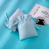 Light blue suede drawstring