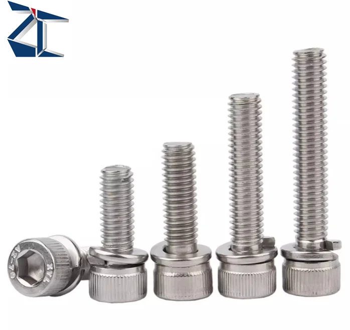 product hot selling m8 m6 m4 screw special stainless steel hex socket head cap screws with spring washer triple combination bolts-64