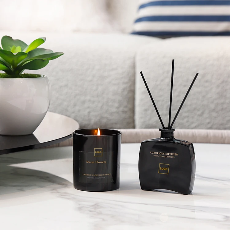 New Design Christmas Gift Scented Candle Luxury With Reed Diffuser Home