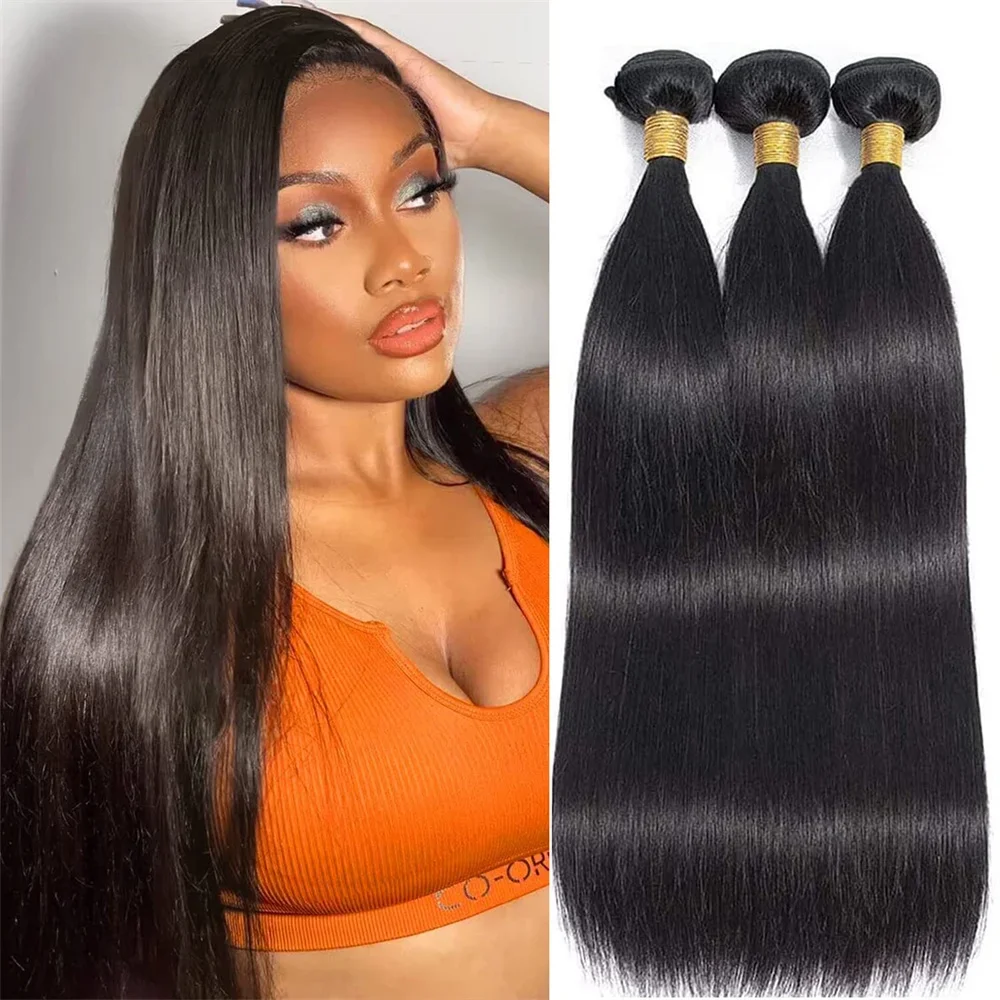 Brasiliano Remy Human Hair Bundles 100% Estensioni Lisce Saldi Donna 32 Pollici All'ingrosso_voghion.com