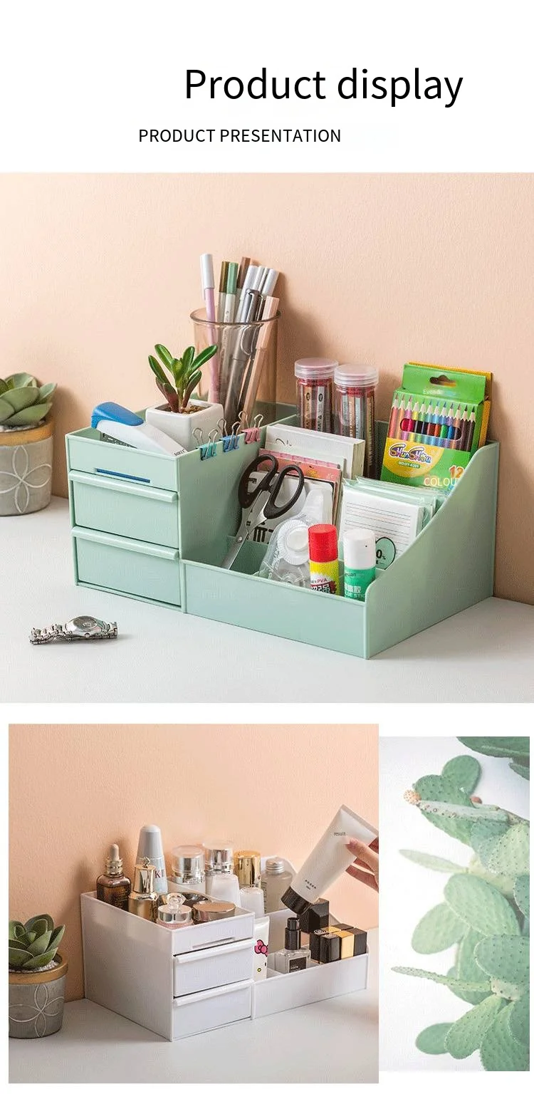 Household multifunctional large capacity cosmetics storage box desktop organizer drawer type lipstick jewelry shelving manufacture