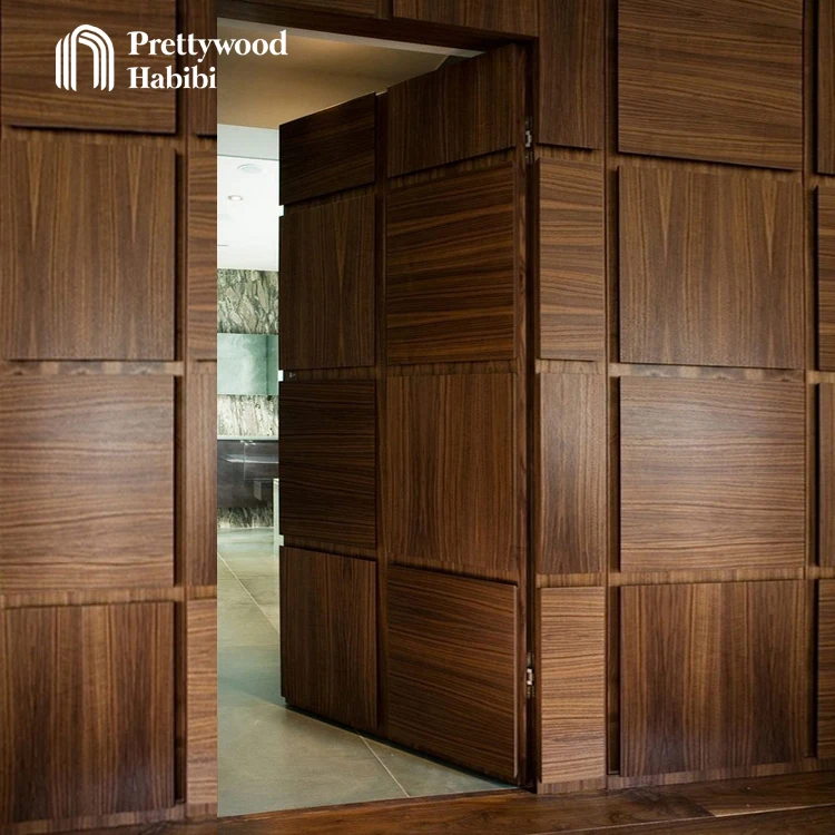 Prettywood American Hotel Guest Room Interior Modern Design Wooden Hidden Door With Full Set Custom Wall Panel details