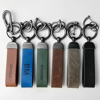 Customizable High-End Leather Key Chain Simple Luxury Metal PU Leather Pendant Tesla Y/3/Mazda Car Key Chain Protection Function