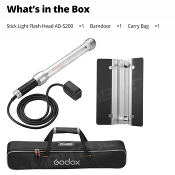 Godox AD-S200 Stick Flash Head 200Ws 5800K+200K 360 Degrees Spread of Light for AD200 and AD200 Pro Speedlite Flash product image