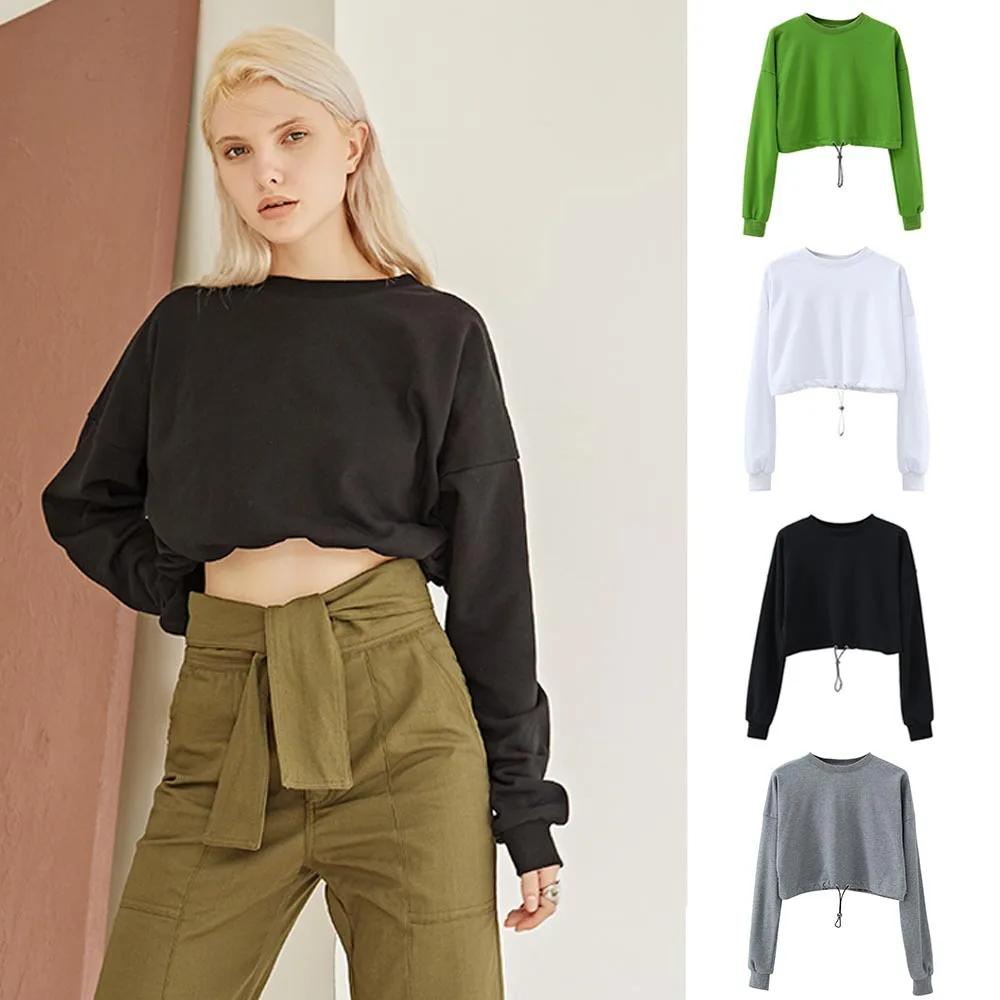 Suéter Corto Gris Y Negro Con Cuello Redondo Para Niñas,Talla Grande,Venta  Al Por Mayor,2021 - Buy Suéter Recortado Para Mujer,Suéter Para Niñas 2021,Diseños  De Suéter Para Niñas Product on Alibaba.com