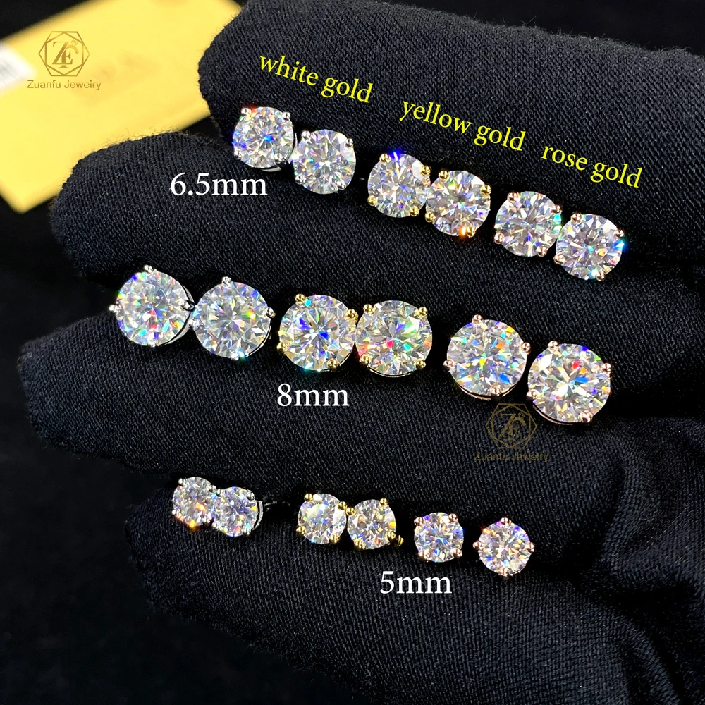 Wholesale Price D Color 1Carat VVS Diamond Moissanite Earring 925 Sterling  Silver Moissanite Stud Earrings for Men Women