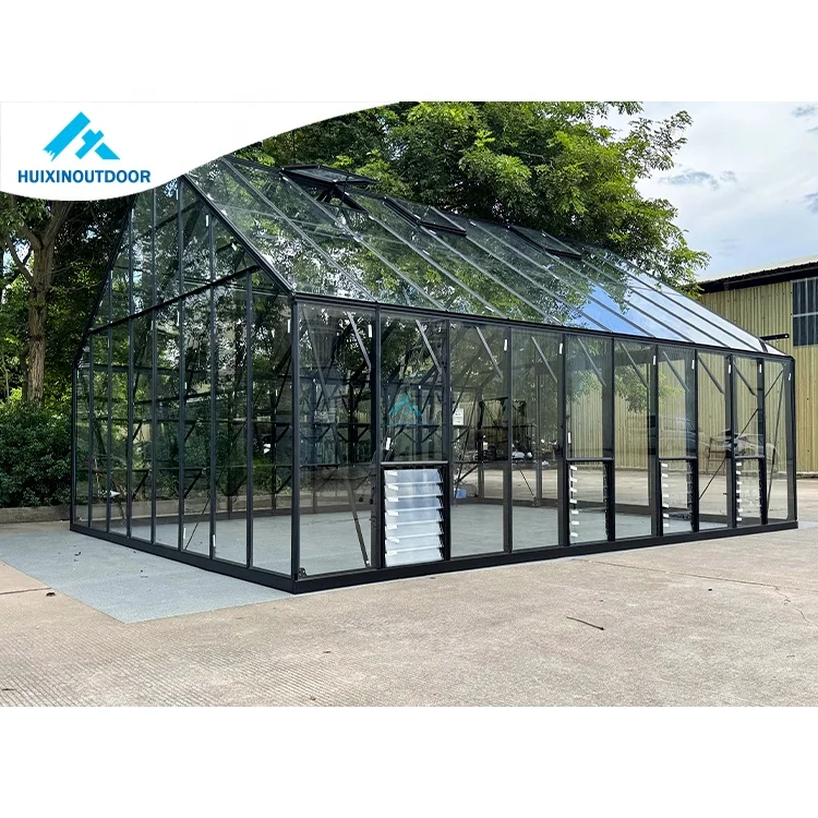 4mm Tempered Glass Prefabricated Conservatory with Aluminum Frame  Latest New Style Luxury Hexagon Aluminium Hobby Greenhouse