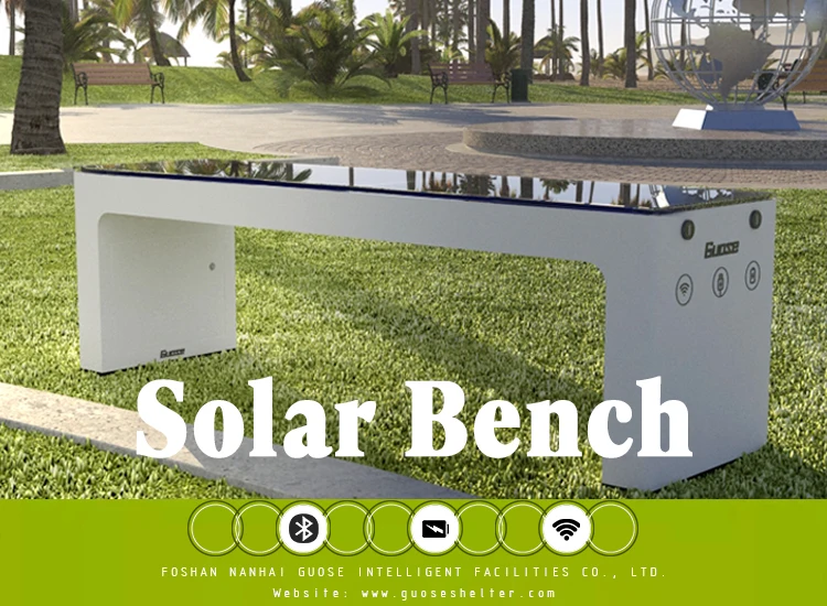 WiFi Hotspot Mobile Phone Charging Solar Powered Outdoor Garden Bench Smart Seat//