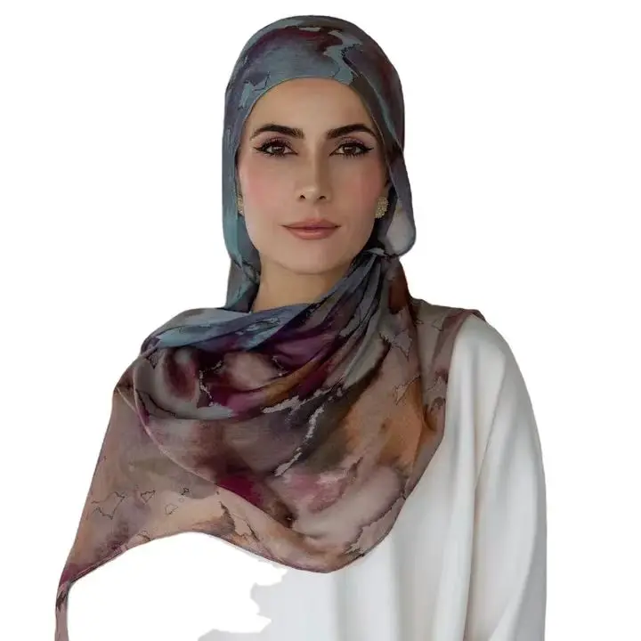 Custom Vela Modal Printed Fabrics Spring Season Square Hijab Scarf for Muslim Women Made of Cotton Modal