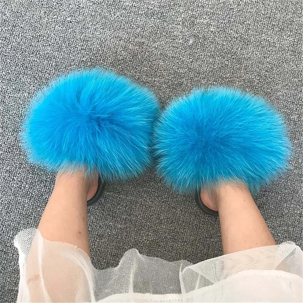 Baby blue sales fur slides