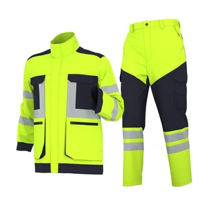 High Visibility Fluorescent Work Suits Safety Roadway Winter Work Wear Jackets and Pants Custom Hi Vis Waterproof Work Clothes