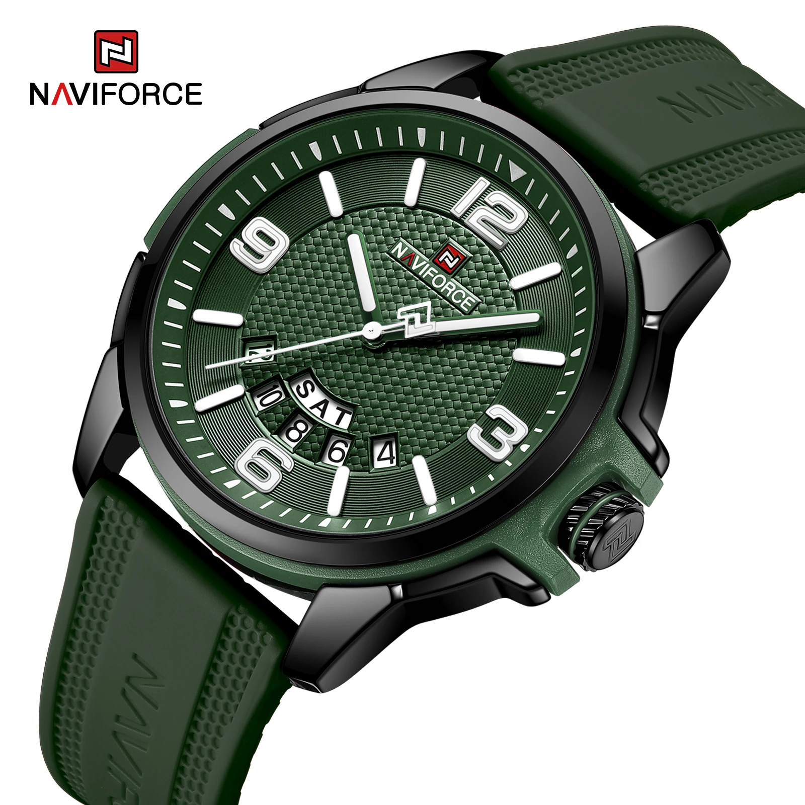 Naviforce NF9215T New Style Made in Prc Gents Clock  Stainless Steel Strap Luminous Calender Simple Casual Watch Set