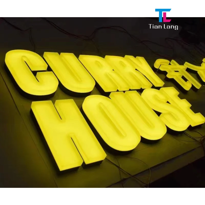 Outdoor Illuminated Channel Letter Signage Acrylic Sign Led Light Name Boards Stainless Steel Custom 3D Lighting Signs