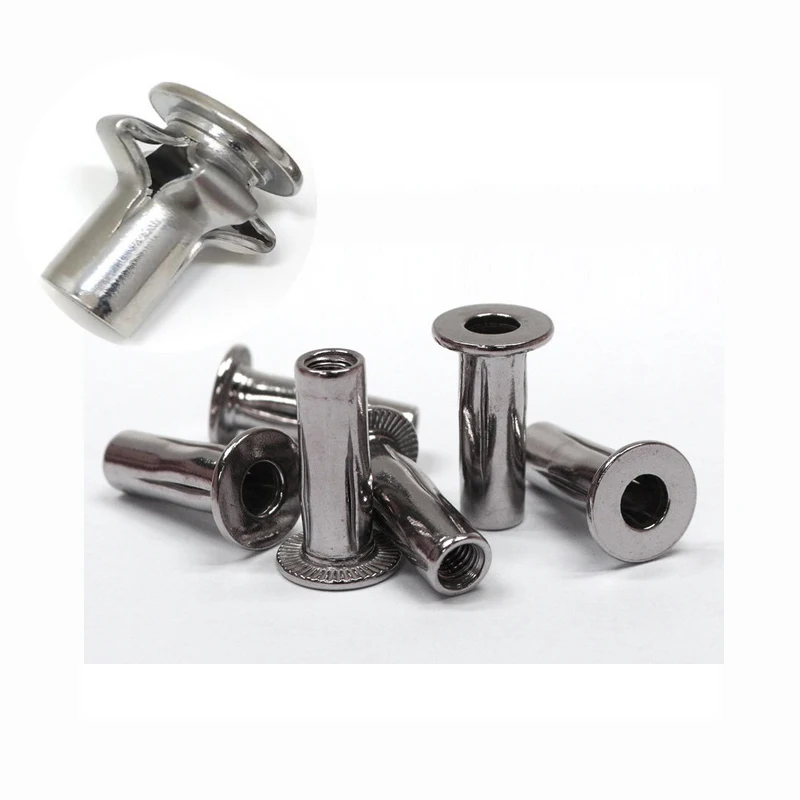 Professional Stainless Steel Flat Head Split Rivnut Lantern Tri-fold Blind Rivet Nut with Galvanized and Polished Finish