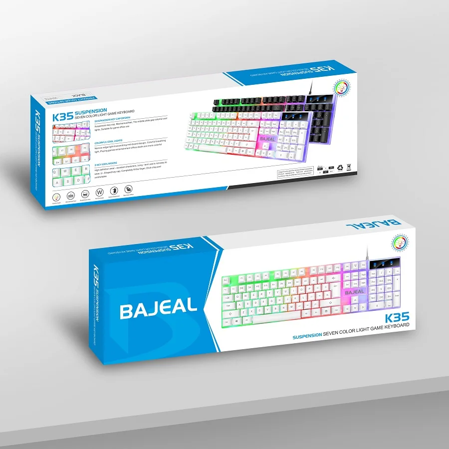 Bajeal K35 Usb Glowing Clavier Mechanical Feel Pc Wired Gaming Backlit ...