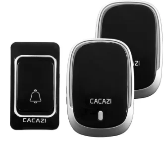 CACAZI K01 1Button + 2Receivers Wireless Doorbell Waterproof Battery 300M Remote US EU UK AU Plug Home Calling Doorbell chimes