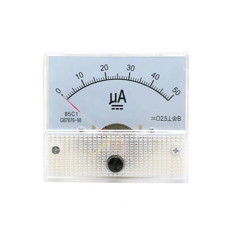 DC Analog Pointer Current Meter Panel 50uA 100uA 200uA 300uA 500uA AMP Gauge Current Mechanical Ammeters 85C1
