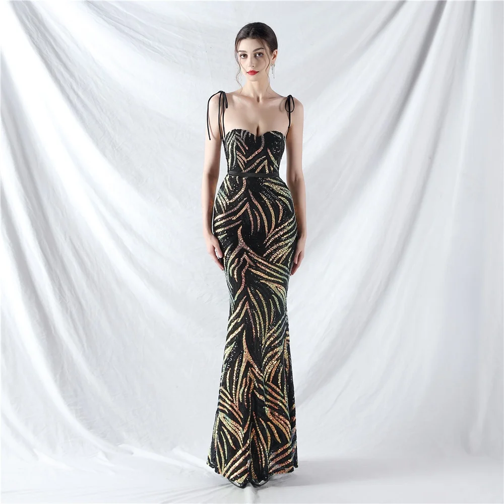 Latest Design Sequined Gold Birthday Dress Gold Dresses Women Party Elegant Gold Dress Ball Gown
