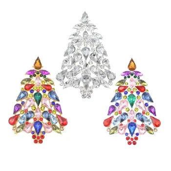 Luxury Christmas Tree Shape Alloy Rhinestone Brooch Pin for Women-Gift & Party Engagement