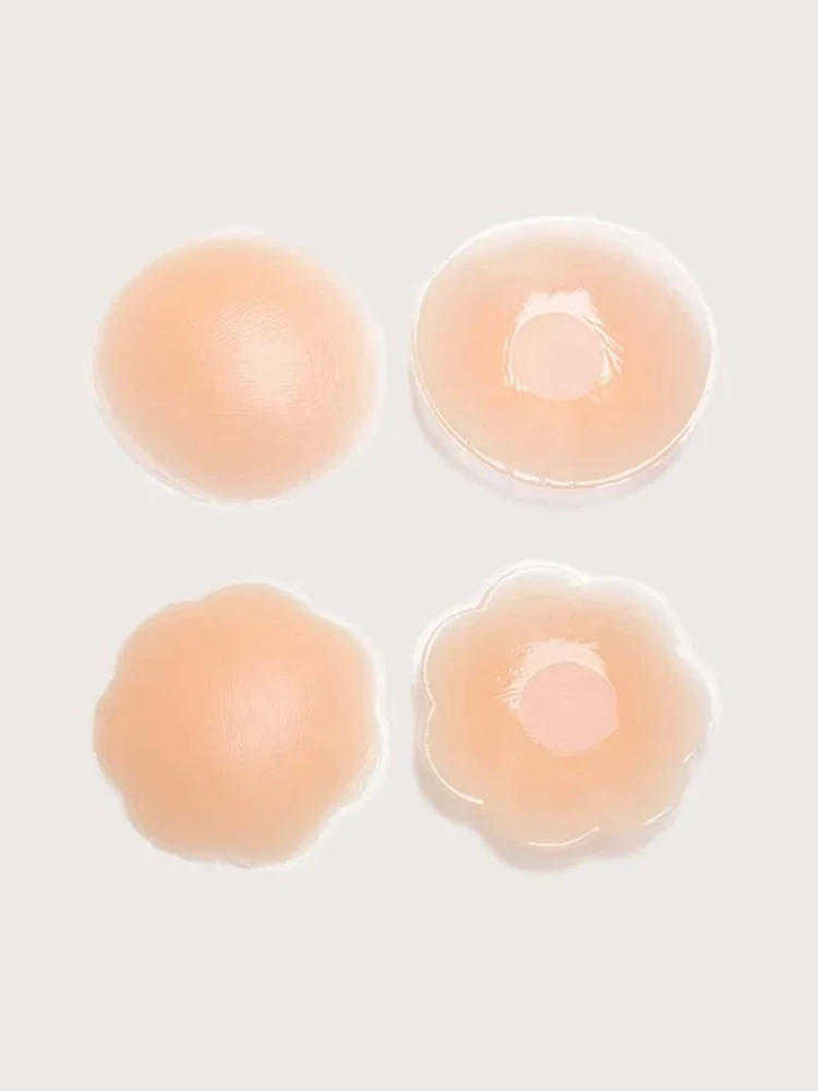 Nipple Covers - 2 Pairs Of Reusable Adhesive Invisible Sticky Silicone Bra Nipple Coverage Pasties Breast Petal For Women 2 Pairs 3 Dark Skin